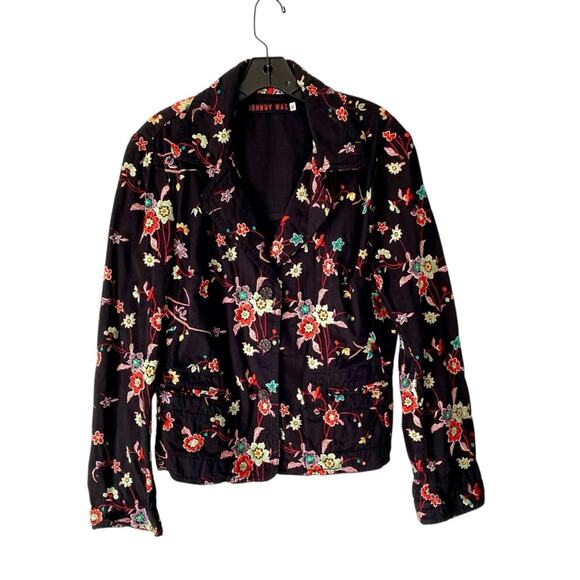 Johnny Was Jackets & Blazers - Johnny Was Black Embroidered Floral Boho Blazer Jacket size XL